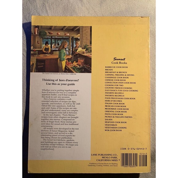 ‘82 SUNSET HORS D'OEUVRES Appetizers spreads & dips Softcover Cookbook 2nd Print - Picture 5 of 6